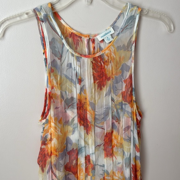 Sundance Floral Cupro Maxi Cream Dress Medium Slip Sleeveless Cottagecore Boho - Picture 2 of 6